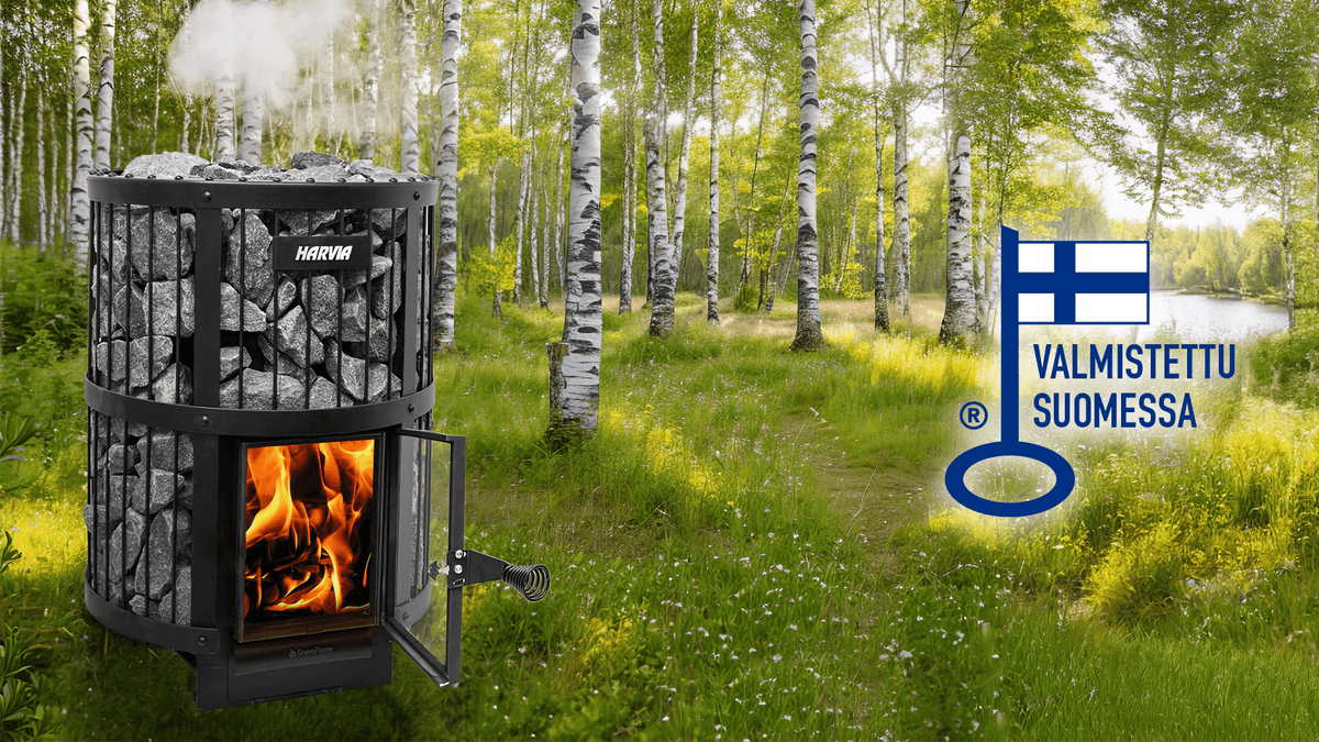 Aquecedor a lenha - Harvia Legend 240 em funcionamento.