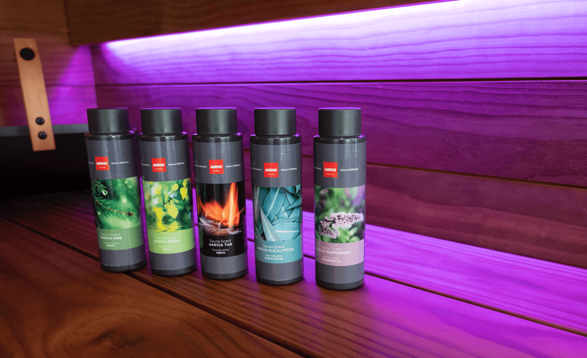 Aromaterapia de Sauna Harvia – Aroma de Pinho (400 ml) em frascos.